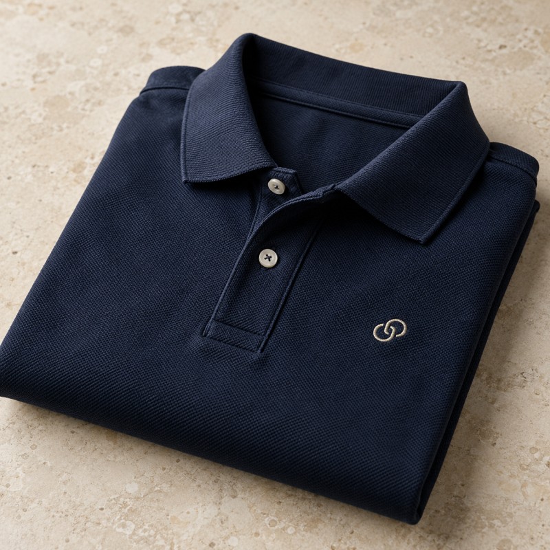 Illustration photoréaliste : le polo d’entreprise avec un logo fictif brodé